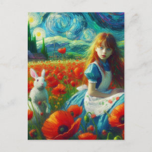 Carte Postale Alice et le lapin Entrer l'Imaginaire Oz Van Gogh