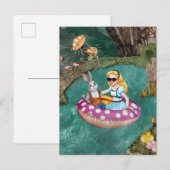 Carte Postale Alice et le lapin gris art de collage rétro (Devant / Derrière)