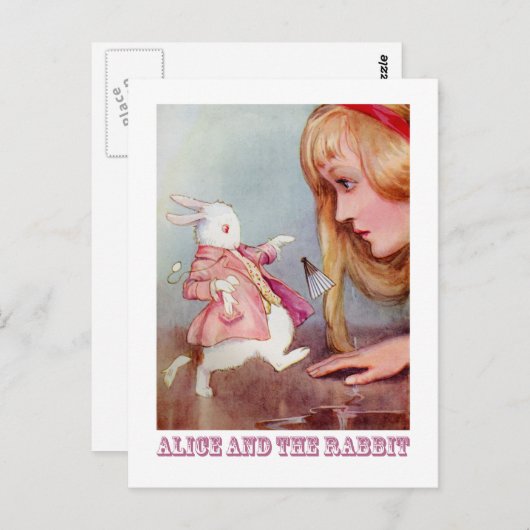 CARTE POSTALE ALICE ET LE RABBIT BLANC (Devant / Derrière)