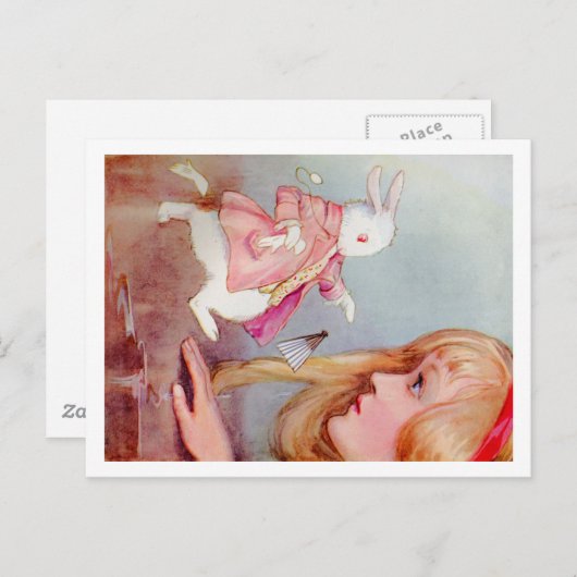 CARTE POSTALE ALICE ET LE RABBIT BLANC (Devant / Derrière)