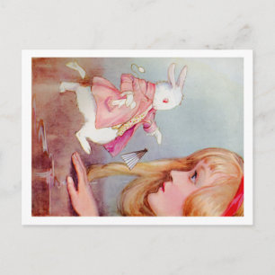 CARTE POSTALE ALICE ET LE RABBIT BLANC
