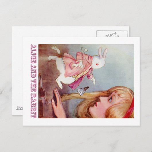 CARTE POSTALE ALICE ET LE RABBIT BLANC (Devant / Derrière)