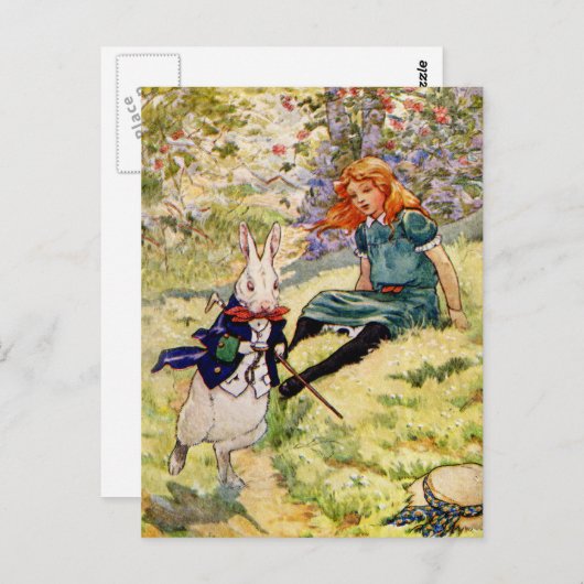 CARTE POSTALE ALICE ET LE RABBIT BLANC (Devant / Derrière)
