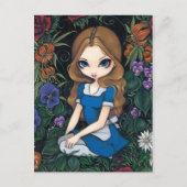 Carte postale "Alice et les fleurs" (Devant)