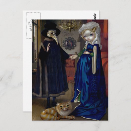 Carte postale "Alice in a Van Eyck Portrait" (Devant / Derrière)