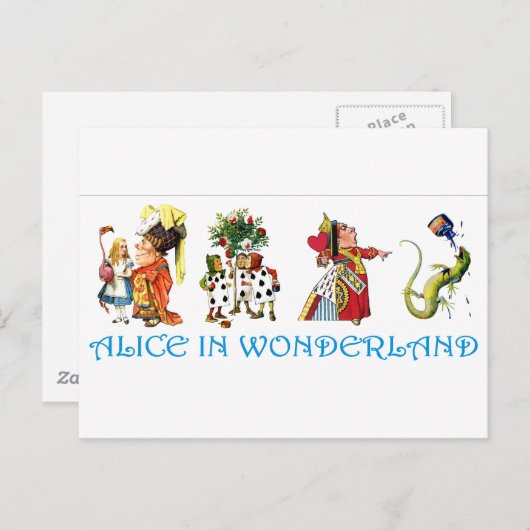 CARTE POSTALE ALICE IN WONDERLAND & AMIS (Devant / Derrière)