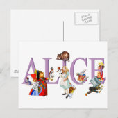 CARTE POSTALE ALICE IN WONDERLAND & AMIS (Devant / Derrière)