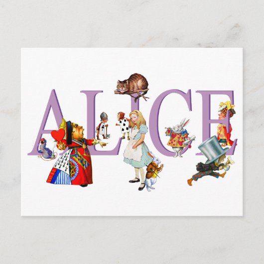 CARTE POSTALE ALICE IN WONDERLAND & AMIS (Devant)