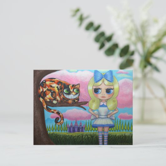Carte Postale Alice In Wonderland et Cheshire Cat (Debout devant)