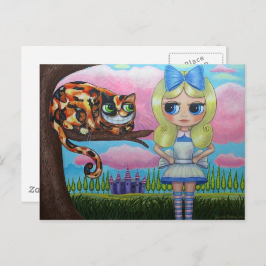 Carte Postale Alice In Wonderland et Cheshire Cat (Devant / Derrière)
