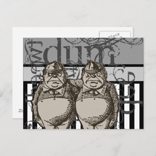 Carte Postale Alice In Wonderland Tweedledum & Tweedledee Grunge (Devant / Derrière)