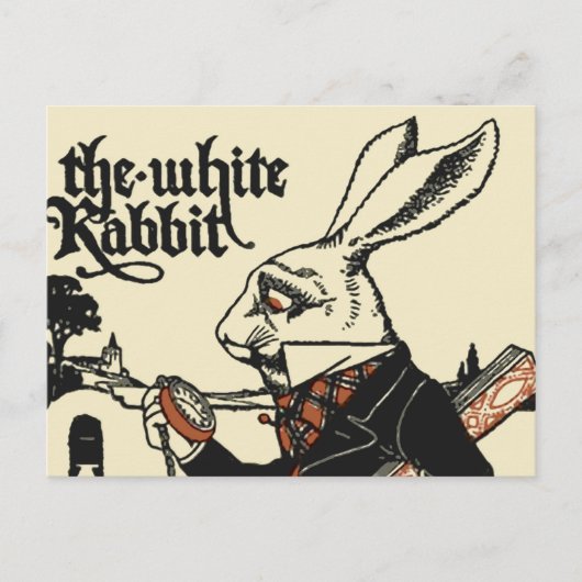 Carte Postale Alice Lapin Blanc Classique Wonderland  (Devant)