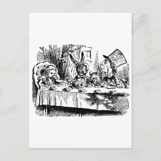 Carte Postale Alice, Lapin Blanc, Tea Party