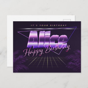 Carte Postale Alice Name Prénom lila