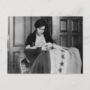 Carte Postale Alice Paul, Drapeau de suffrage cousu, années 1910