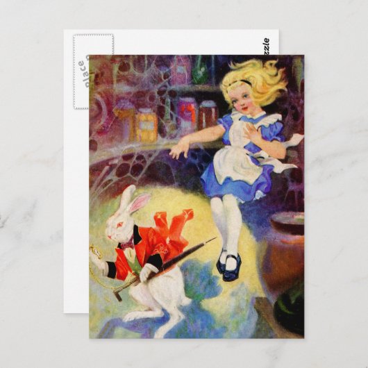 CARTE POSTALE ALICE TOMBE LE TROU DE RABBBIT (Devant / Derrière)