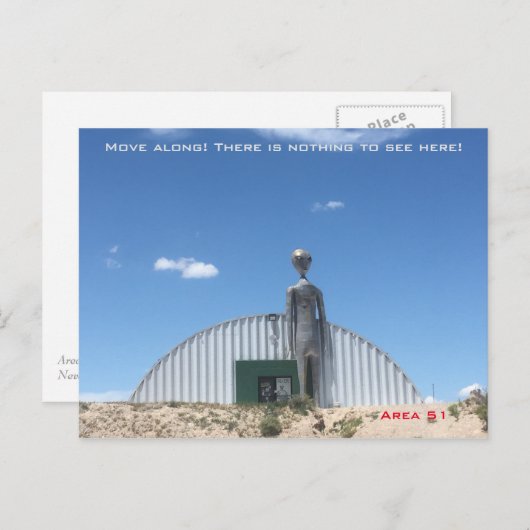 Carte Postale Alien à la zone 51 (Devant / Derrière)