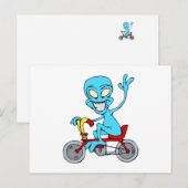 Carte Postale alien à vélo minuscule (Devant / Derrière)