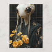 Carte Postale Alien aux fleurs jaunes (Devant)