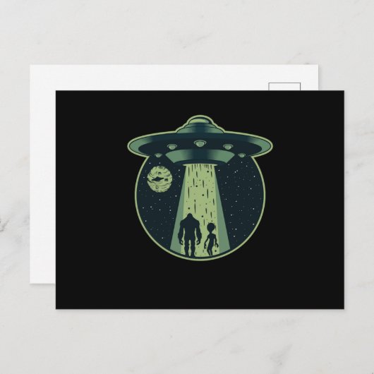 Carte Postale Alien Bigfoot Sasquatch OVNI Enlèvement Aliens Cad (Devant / Derrière)