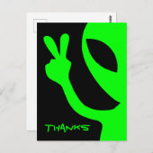 Carte Postale Alien Cacher-Cacher Noir et Vert Merci (Devant / Derrière)