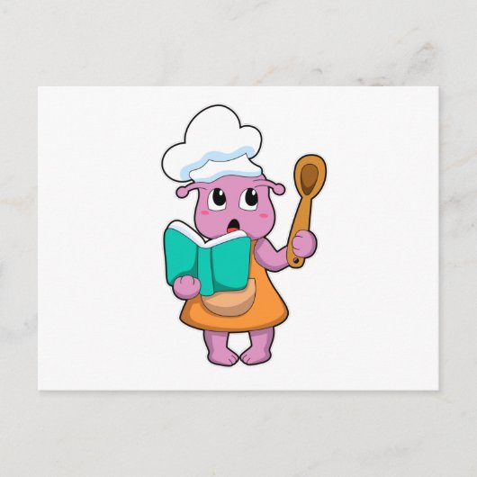 Carte Postale Alien comme cuisinier avec Cookbook (Devant)