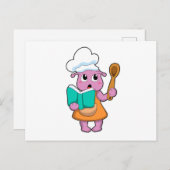 Carte Postale Alien comme cuisinier avec livre de cuisine (Devant / Derrière)