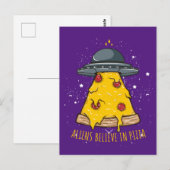 Carte Postale Alien Croire à la pizza (Devant / Derrière)