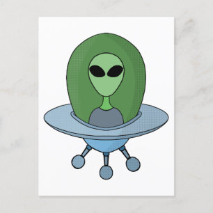 Carte Postale Alien dans son petit vaisseau spatial