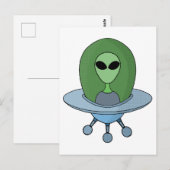 Carte Postale Alien dans son petit vaisseau spatial (Devant / Derrière)