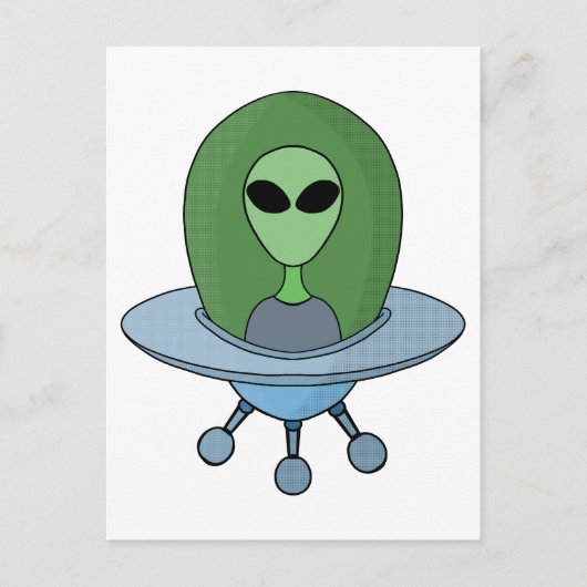 Carte Postale Alien dans son petit vaisseau spatial (Devant)