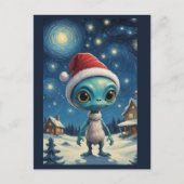 Carte Postale Alien de nuit étoilé joli Noël Texte personnalisé (Devant)