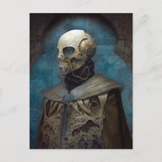 Carte Postale Alien de science-fiction portant un masque casque (Devant)