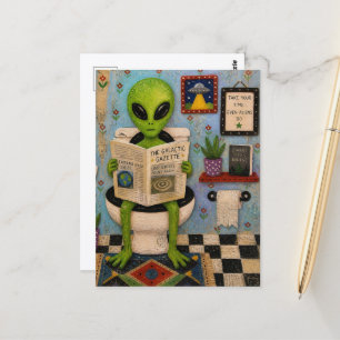 Carte Postale Alien Drôle sur les Toilettes