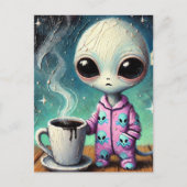 Carte Postale Alien en PJ avec café (Devant)