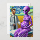 Carte Postale Alien enceinte dans un champ de blé Dr Van Gogh (Devant / Derrière)