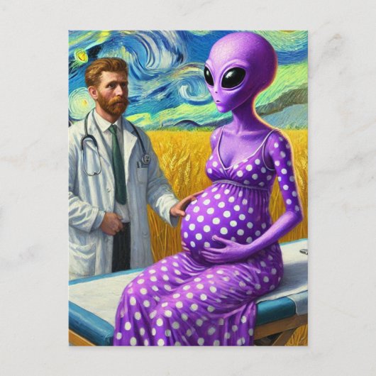 Carte Postale Alien enceinte dans un champ de blé Dr Van Gogh (Devant)
