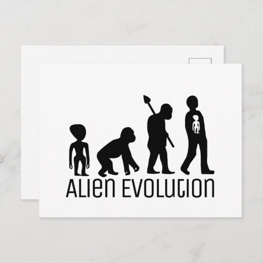 Carte Postale Alien Evolution, Alien extraterrestre (Devant / Derrière)