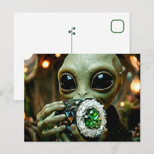 Carte Postale Alien Extraterrestre et Sushi Cristallin