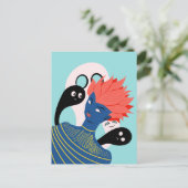 Carte Postale Alien fille avec des fantômes Éffrayants amis imag (Debout devant)