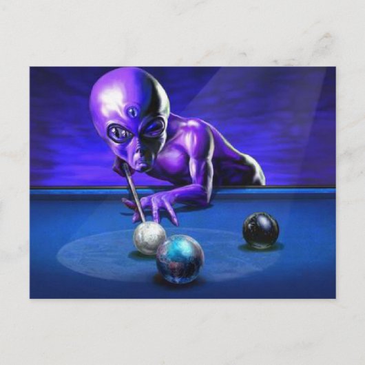Carte Postale Alien Jouer au pool (Devant)