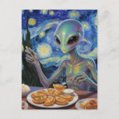 Carte Postale Alien mangeant des Perogies (Devant)