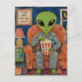 Carte Postale Alien mangeant du pop-corn (Devant)