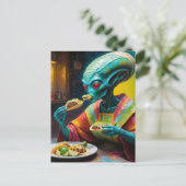 Carte Postale Alien Manger Tacos (Debout devant)
