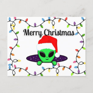Carte postale Alien OVNI "Joyeux Noël"