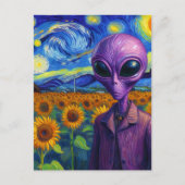 Carte Postale Alien pourpre dans un terrain de tournesol Faux Va (Devant)