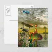 Carte Postale Alien regardant une voiture dans le ciel (Devant / Derrière)