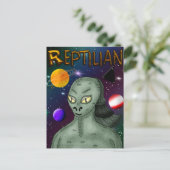 Carte Postale Alien reptilien avec l'espace extra-atmosphérique (Debout devant)