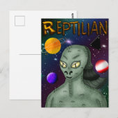 Carte Postale Alien reptilien avec l'espace extra-atmosphérique (Devant / Derrière)