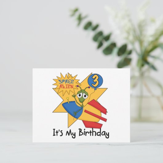 Carte Postale Alien spatial 3ème anniversaire Tshirts et cadeaux (Debout devant)